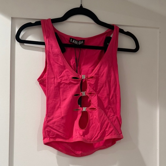 Pink Cut-Out Tank Top - Picture 4 of 5